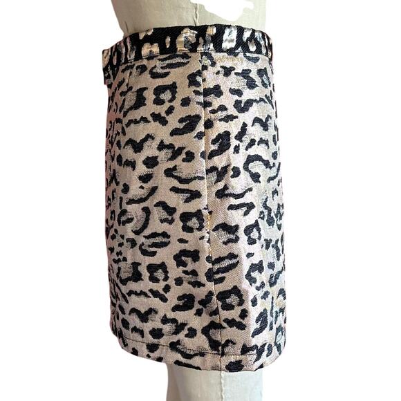 Womens Skirt Size 6 Pink Black Cheetah Print Metallic Biker Retro Party Vacation - Picture 3 of 8